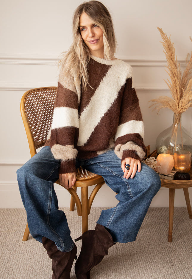 Mia Mosaic Taupe/Brown - Sweater