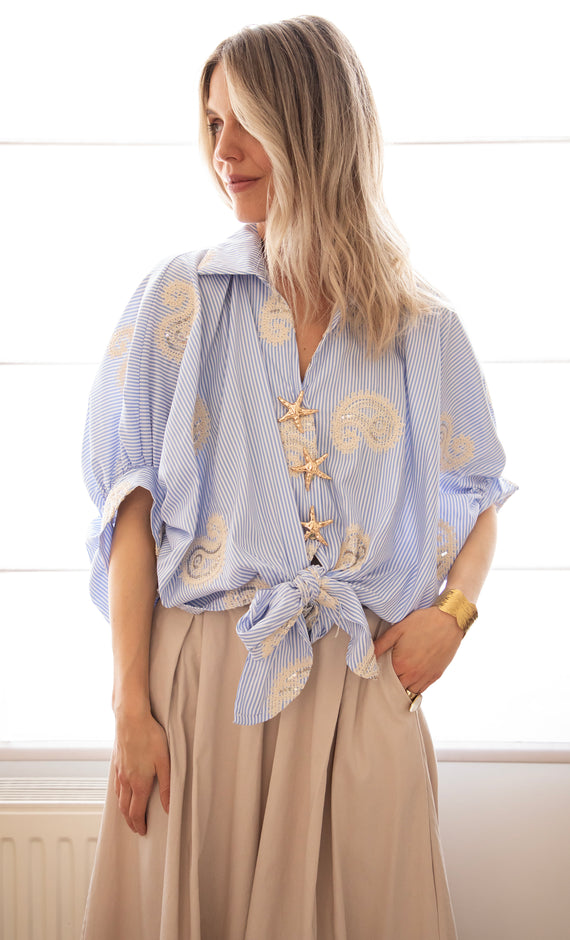 Bluse - Starfish Stripes - Blau