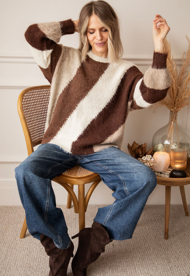 Mia Mosaic Taupe/Brown - Sweater