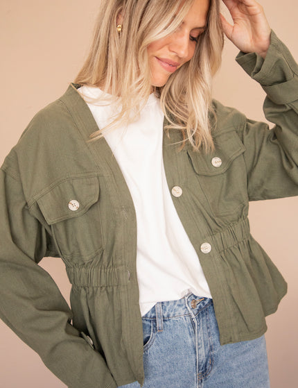 Gathered Grace Kaki - Jacket