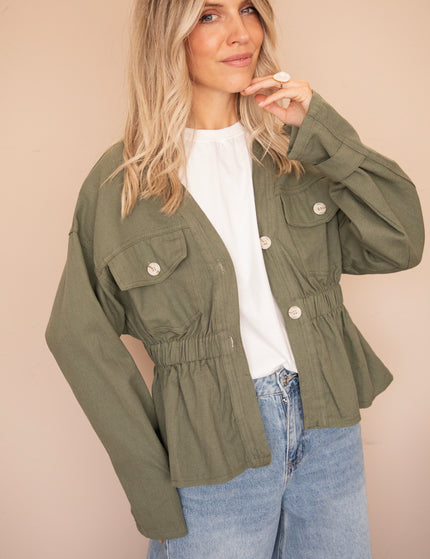 Gathered Grace Kaki - Jacket