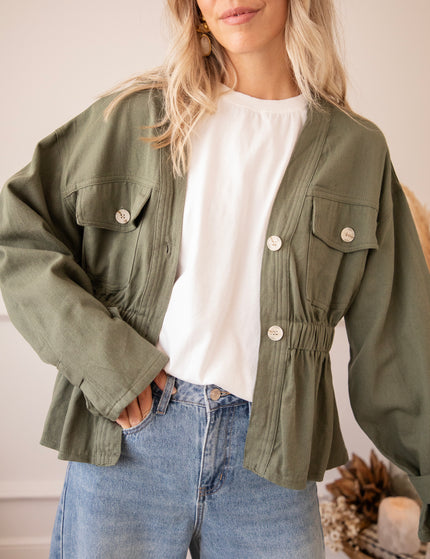 Gathered Grace Kaki - Jacket