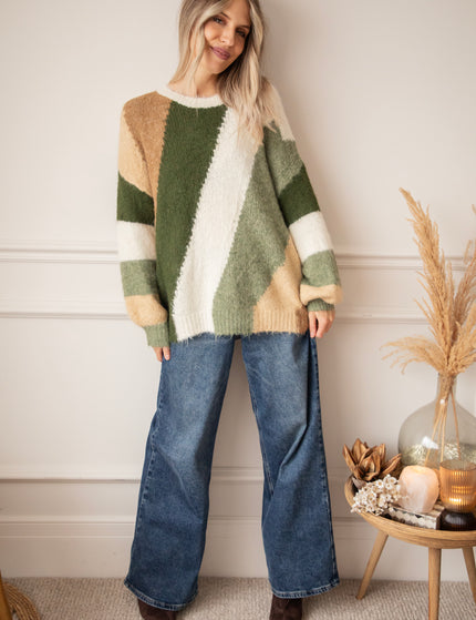Mia Mosaic Green/Camel - Sweater