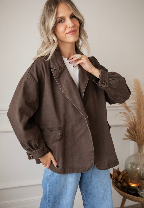 Bomberjacke - Bomber Blazer Denim - Braun