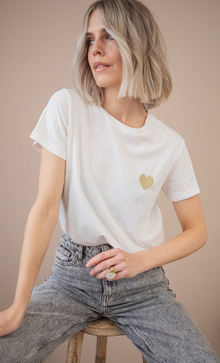 Beating Heart White/Gold - T-Shirt