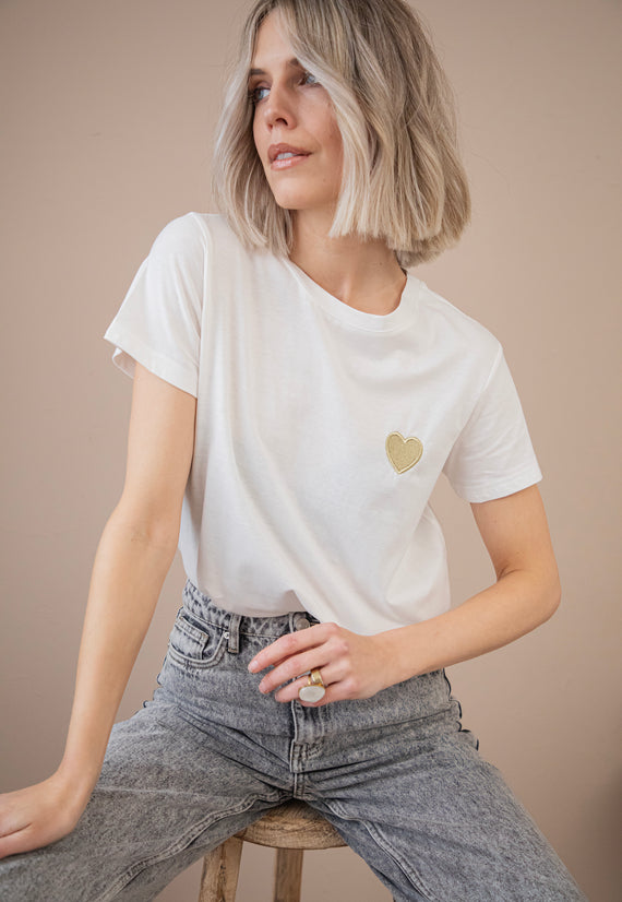 Beating Heart White/Gold - T-Shirt