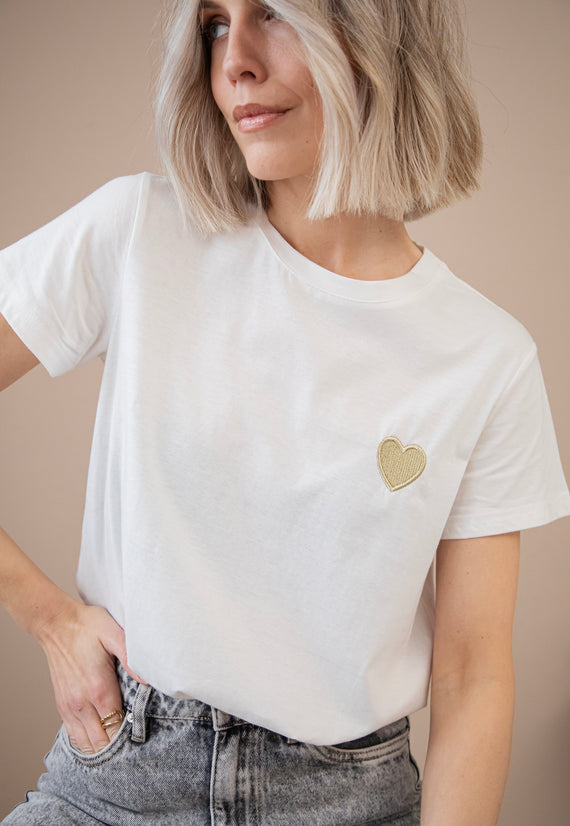 Beating Heart White/Gold - T-Shirt