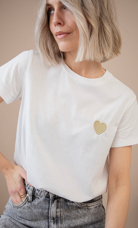 Beating Heart White/Gold - T-Shirt