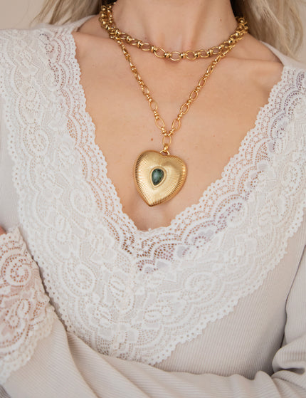 Lovestoned Dark Green/Gold - Necklace