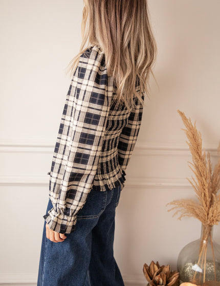 Bluse - Meet Me In Plaid - Marine/Beige