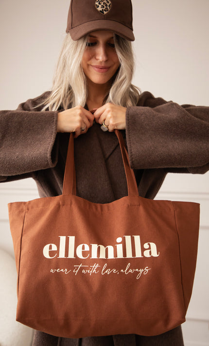 With Love, Always Brown - Canvas Tas