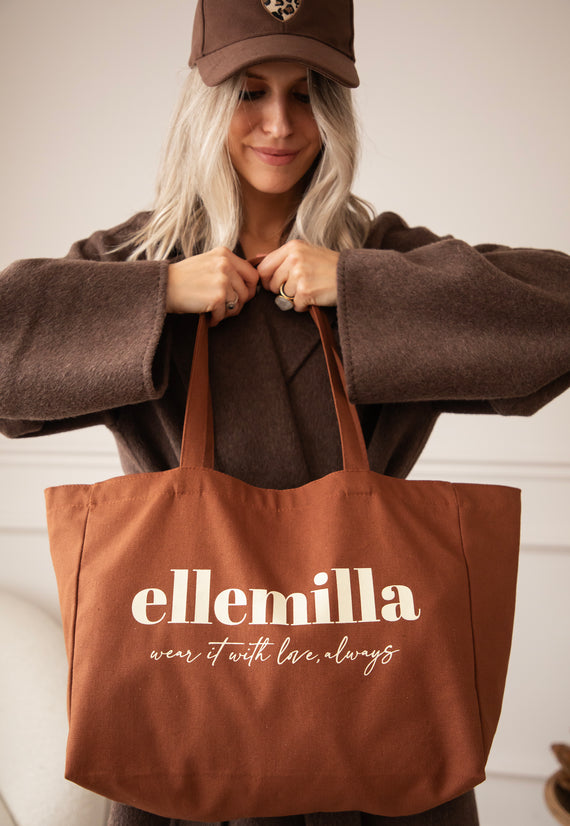 With Love, Always Brown - Canvas Tas