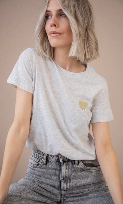 Beating Heart Grey/Gold - T-Shirt