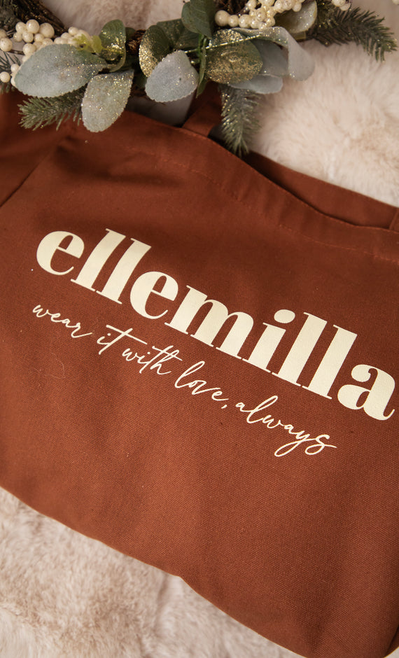 With Love, Always Brown - Canvas Tas