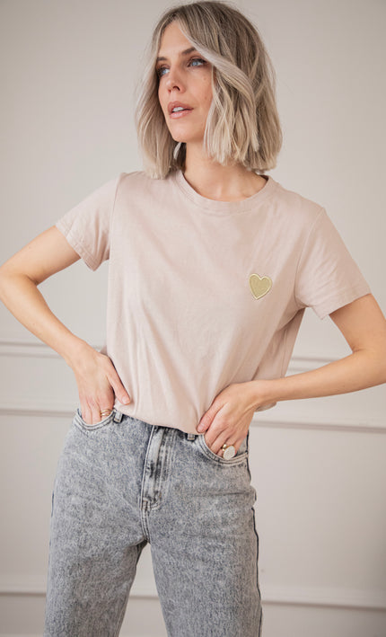 Beating Heart Taupe/Gold - T-Shirt