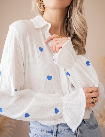 With All My Heart White/Dark Blue - Blouse