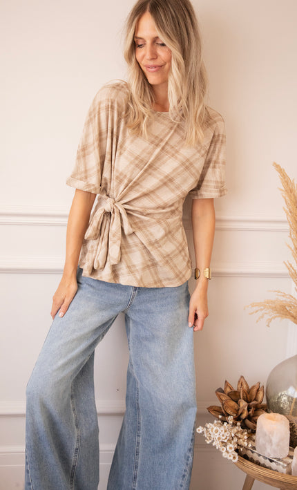 T-Shirt - Checked Charm - Beige