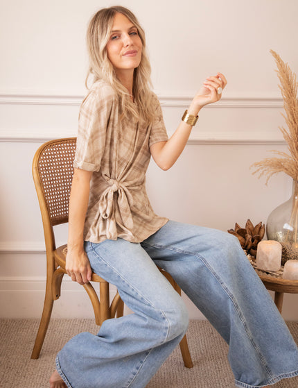 T-Shirt - Checked Charm - Beige