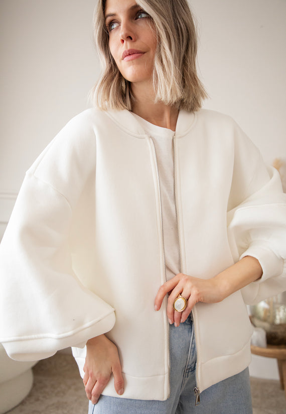 Snuggle Up White - Cardigan