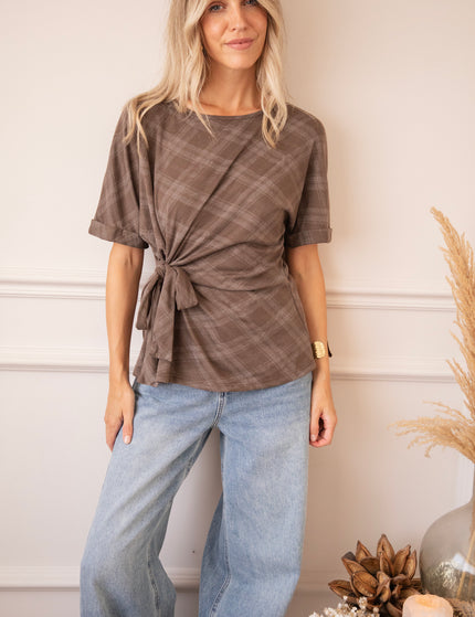 T-Shirt - Checked Charm - Braun