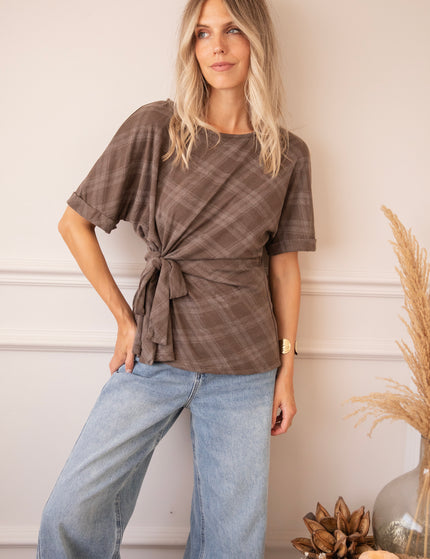 T-Shirt - Checked Charm - Braun
