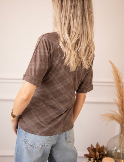 T-Shirt - Checked Charm - Braun