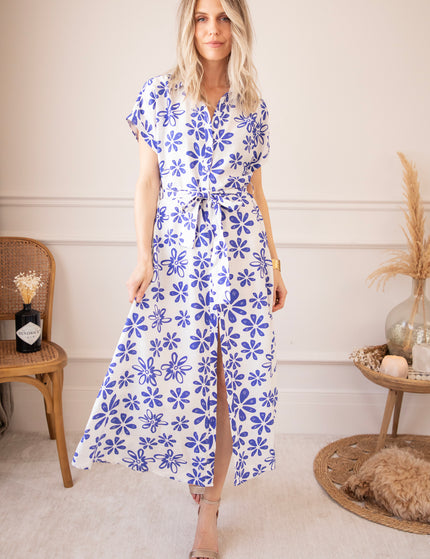 Bloom Oasis White/Dark Blue - Maxi Dress