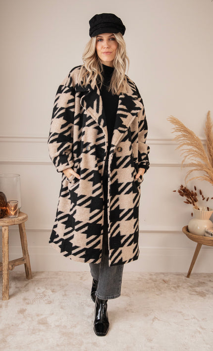 Beau Pied-De-Poule Beige/Black - Coat