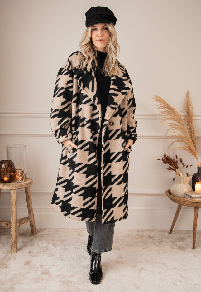 Beau Pied-De-Poule Beige/Black - Coat