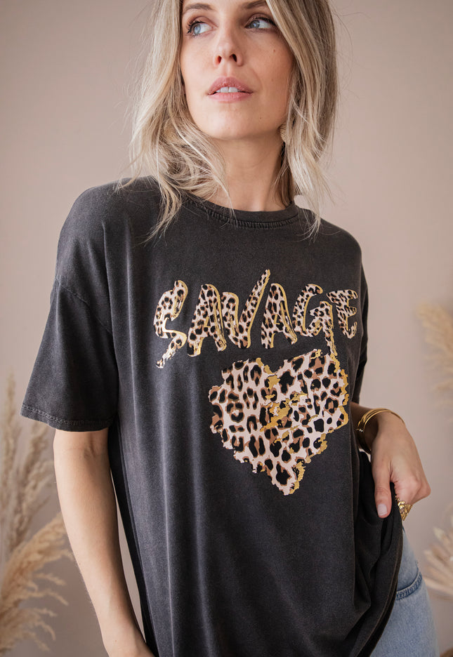 T-Shirt - Savage Love - Dunkelgrau