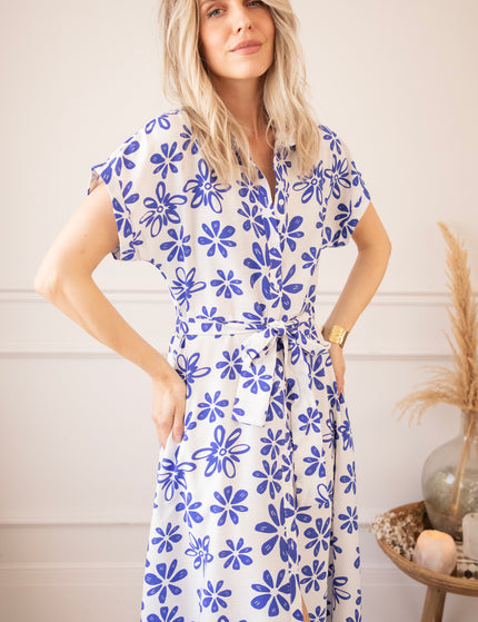 Bloom Oasis White/Dark Blue - Maxi Dress
