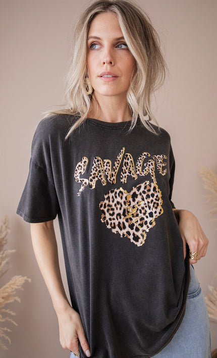 T-Shirt - Savage Love - Dunkelgrau