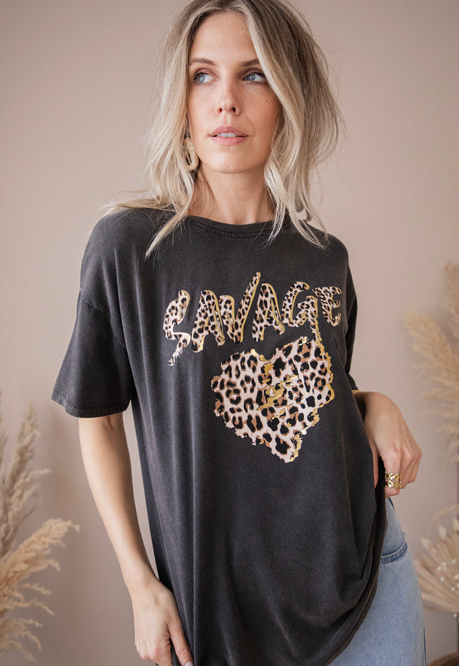 T-Shirt - Savage Love - Dunkelgrau