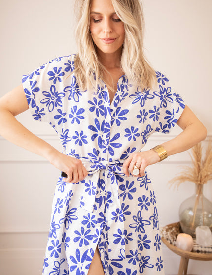 Bloom Oasis White/Dark Blue - Maxi Dress