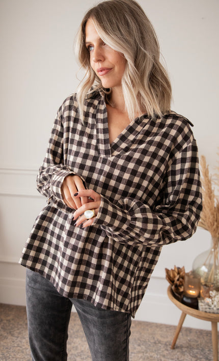 Cozy Check Beige - Blouse