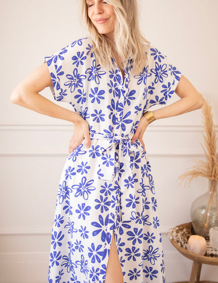 Bloom Oasis White/Dark Blue - Maxi Dress