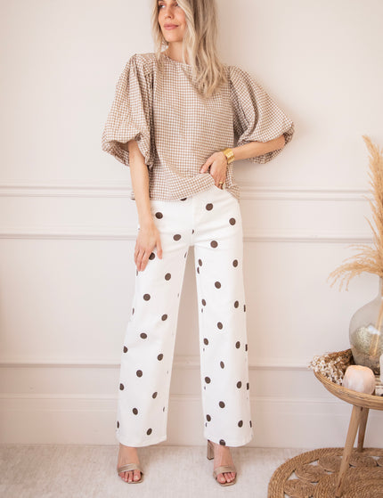 Candice Check Taupe - Blouse