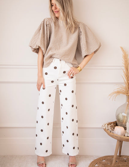 Candice Check Taupe - Blouse