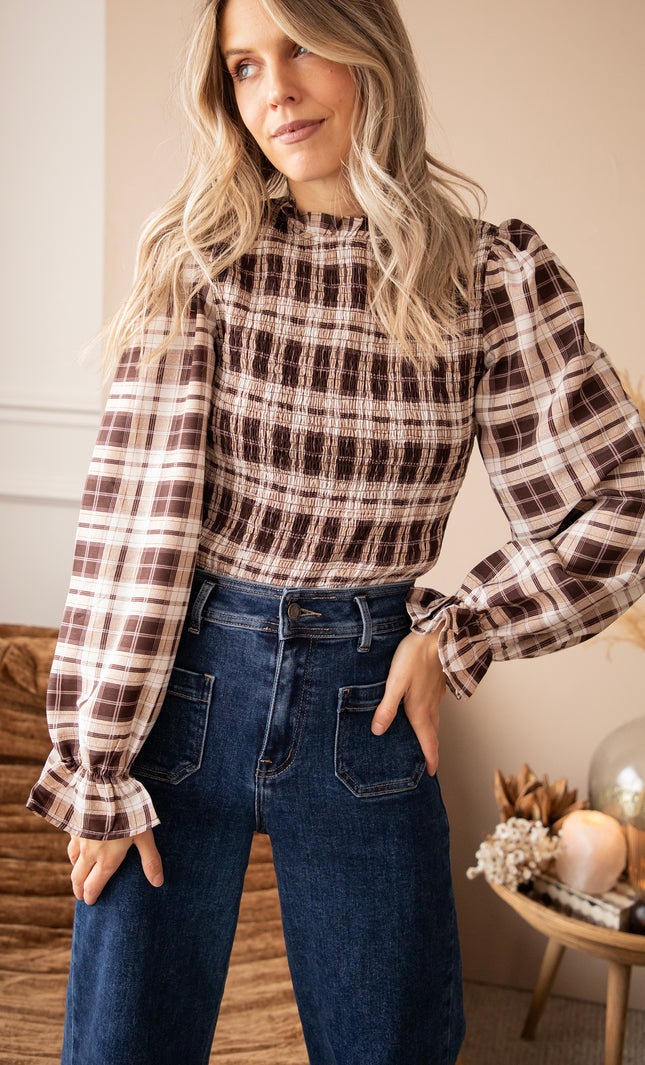 Meet Me In Plaid Brown/Beige - Blouse