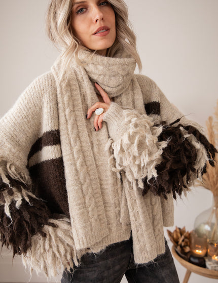 Fringe Affair Beige/Brown - Cardigan