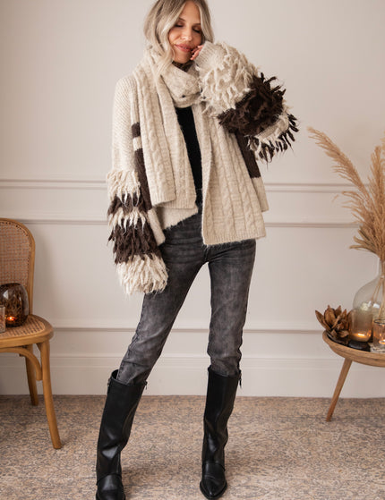 Fringe Affair Beige/Brown - Cardigan