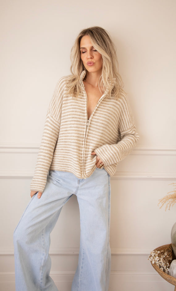 Simply Stripes Taupe/White - Vest