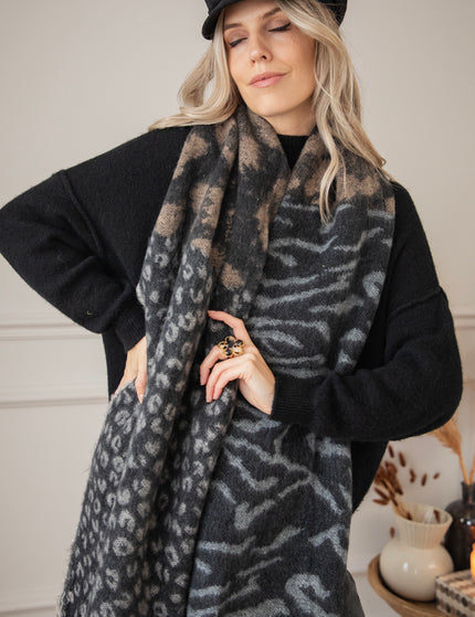 Two Sided Spots Black/Beige - Scarf