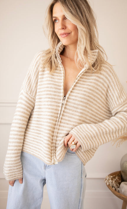 Simply Stripes Taupe/White - Vest