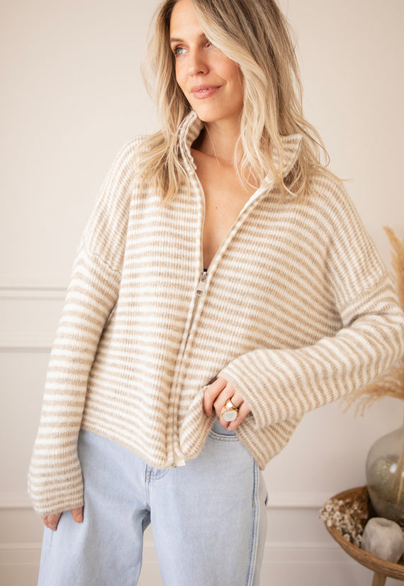 Simply Stripes Taupe/White - Vest