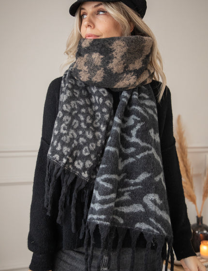 Two Sided Spots Black/Beige - Scarf