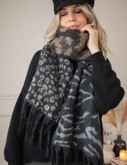 Two Sided Spots Black/Beige - Scarf