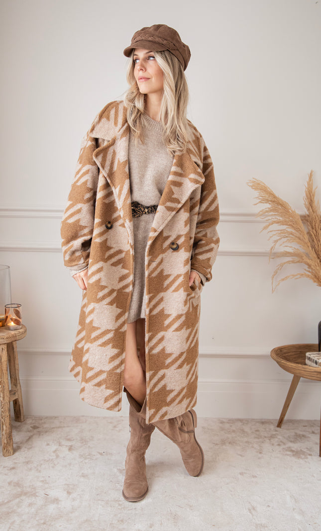 Beau Pied-De-Poule Beige/Brown - Coat