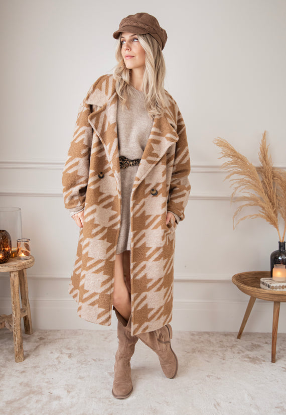 Beau Pied-De-Poule Beige/Brown - Coat