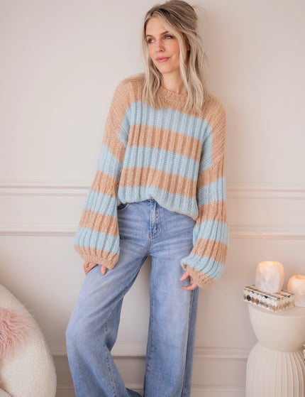 Sweet Softness Camel/Baby Blue - Trui